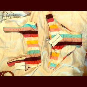 Solid and striped bikini